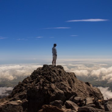 Man hiking on a mountain