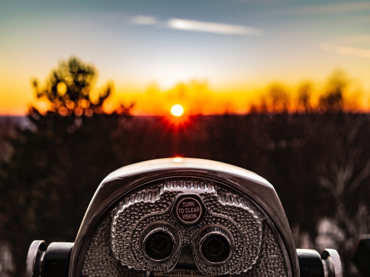 Close up of a viewfinder at sunset